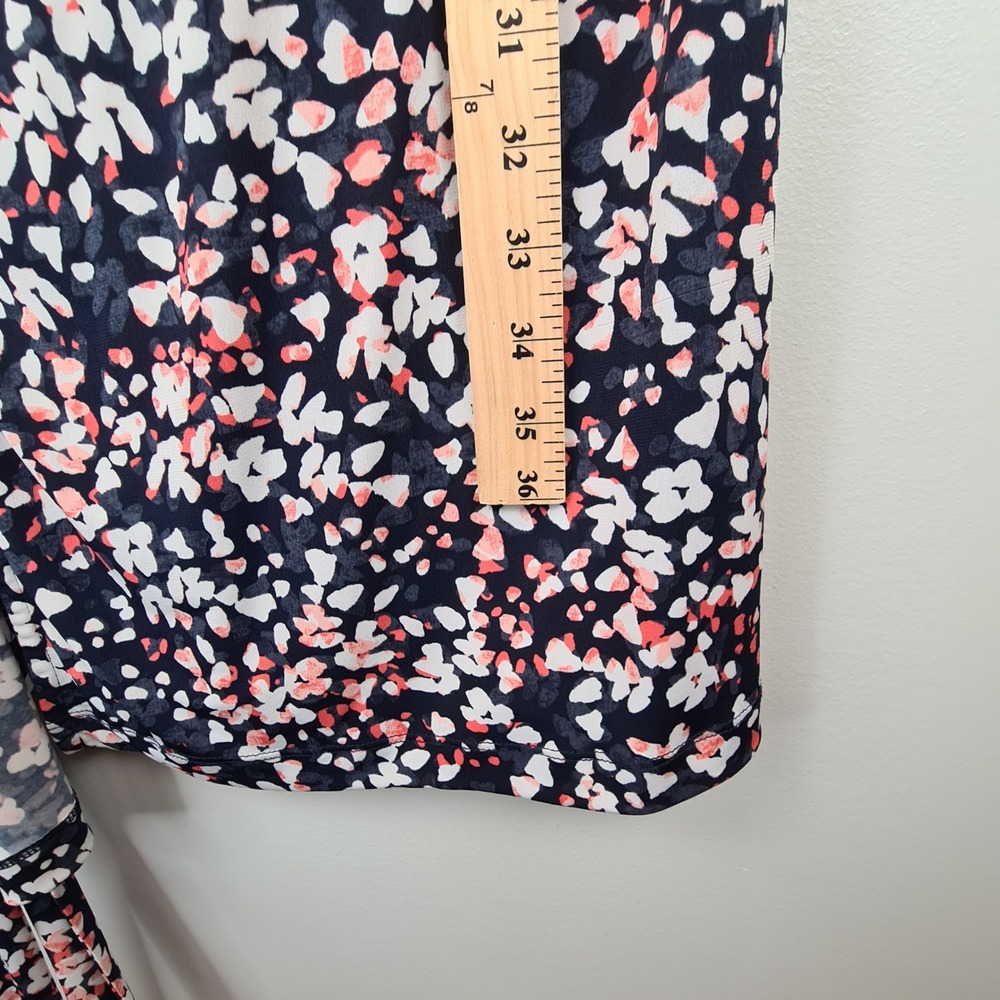 Banana Republic Womens Navy Pink Floral True Wrap Dress 3/4 Sleeve Size L - Picture 4 of 8